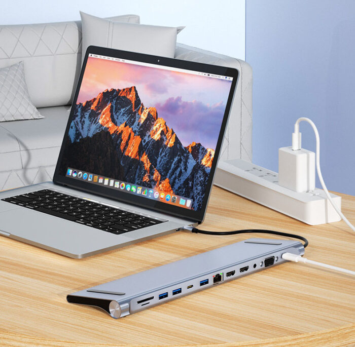 Dual HDMI docking station 12 in 1 high-definition MST USB HUB multi screen display type-c docking station - Image 4