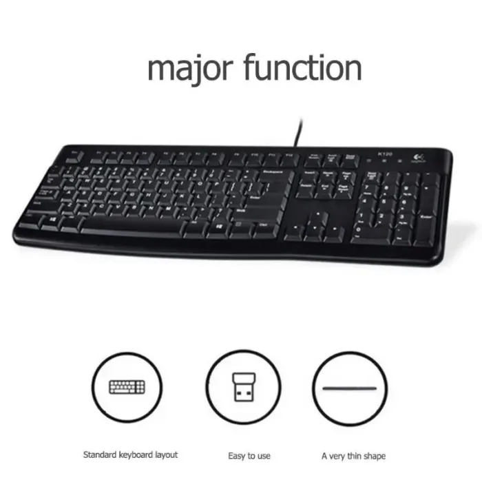 Logitech K120 wired keyboard notebook desktop computer office home USB office desktop waterproof - Image 2